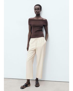 Mango Drawstring Flowy Pants - White