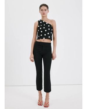 Mango Asymmetric Polka Dot Top - White