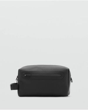 Mango Kulturtasche Mit Lederdetails - Mehrfarbig