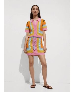 Mango Crochet Mini-Skirt With Bow Fastening - Multicolor