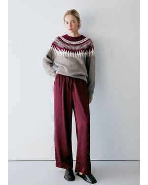Mango Jacquard Crew-Neck Jumper - Red
