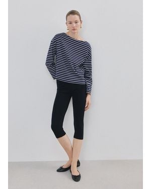 Mango Striped Boat Neck Sweatshirt - Blue