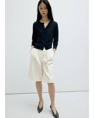 Mango Knitted Button Cardigan - Blue