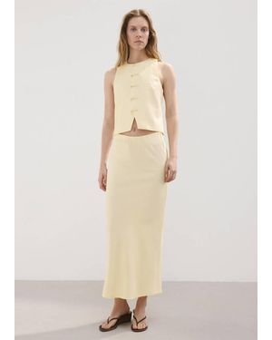 Mango Linen-Blend Straight Skirt Vanilla - Natural