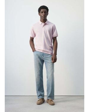 Mango Regular-Fit Cotton Piqué Polo Shirt - Pink