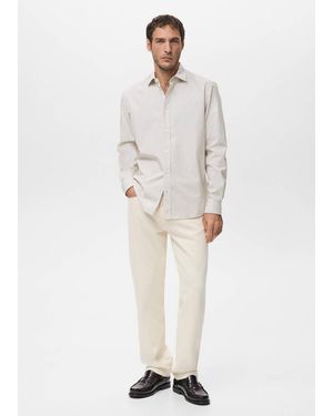 Mango Regular Fit Striped Cotton Shirt - White