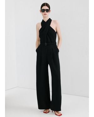 Mango Belt Wrap Jumpsuit - Black
