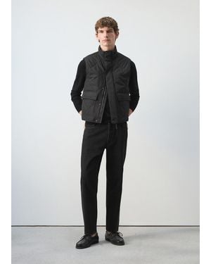Mango Lightweight Quilted Water-Repellent Quilted Gilet - Black