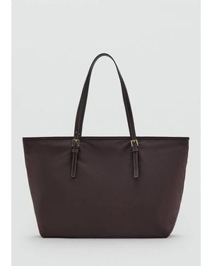 Mango Shopper Bag With Buckle Details - Brown