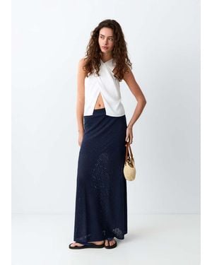 MANGO TEEN Long Knitted Skirt - Blue