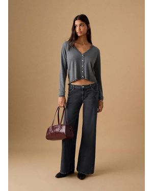 MANGO TEEN Ruffle Knit Cardigan - Blue