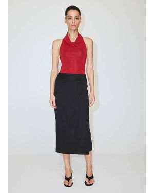 Mango Ruched Fitted Skirt - Red