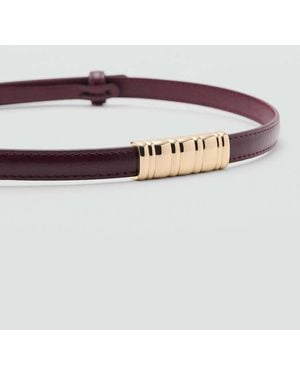 Mango Thin Belt With Metal Detail - Red