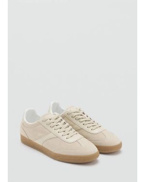 Mango Leather Mixed Sneakers - White