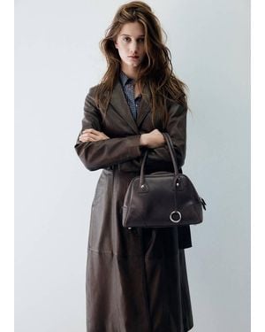 Mango Leather Bowling Bag - Brown