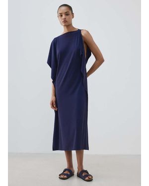 Mango Caftan With Frill Detail - Blue