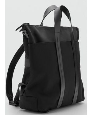 Mango Multi-Functional Combined Leather Bag - Black