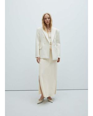 Mango Elastic Waist Skirt With Openings - White
