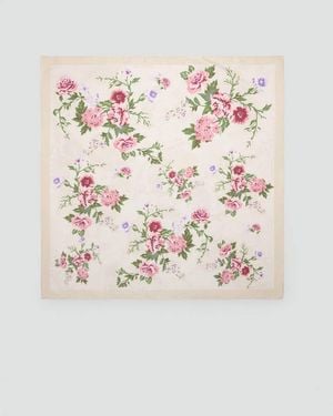 Mango Foulard Satiné Imprimé À Fleurs Écru - Neutre