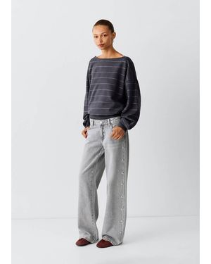 MANGO TEEN Low-Rise Studded Jeans - Grey