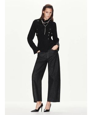 Mango Jeans Balloon Lurex Denim - Nero