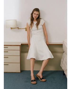Mango Gonna Midi Lyocell Cotone Bianco - Neutro
