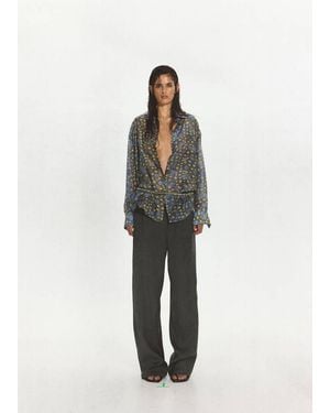 Mango Pantalon De Costume Droit Détails Coutures Noir