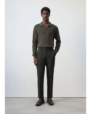 Mango Bologna Cropped Slim-Fit Trousers - Black