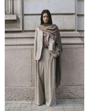 Mango Blazer Completo Misto Lana Marrone Medio - Grigio