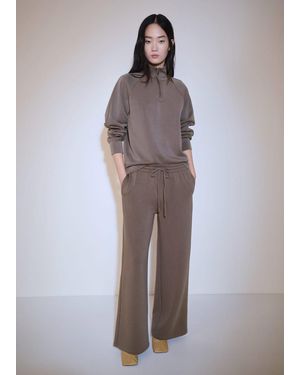 Mango Turtleneck Sweatshirt With Zip - Brown