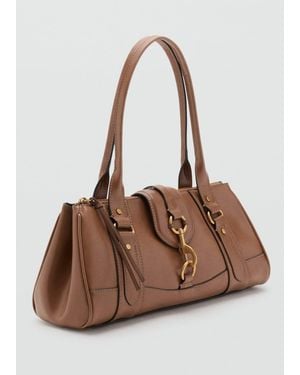 Mango Medium Shoulder Bag With Snap Hook - Brown