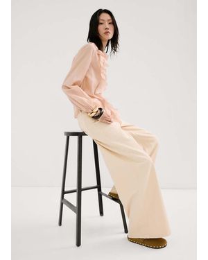 Mango Ruffled Lyocell Blouse - Natural