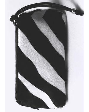 Mango Zebra Hair Leather Toiletry Bag - Multicolour