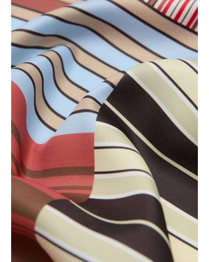 Mango Geometric Stripe-Print Scarf - Blue