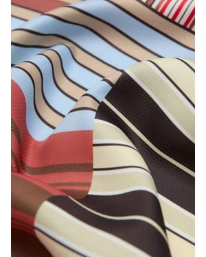 Mango Foulard Stampato Righe Geometrico Rosso - Blu