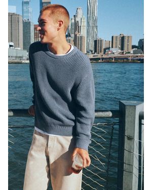 MANGO TEEN Knitted Ribbed Jumper - Blue