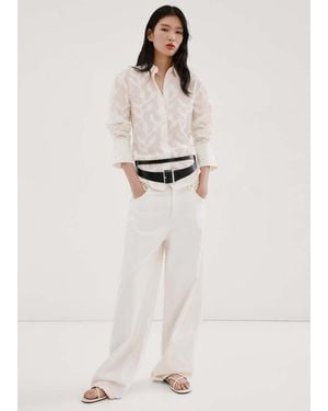 Mango Floral Embroidery Blouse - Natural