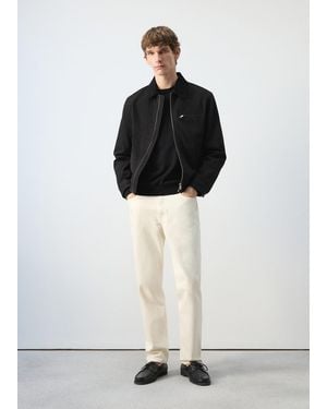 Mango Corduroy Collar Denim Jacket - Black