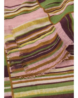 Mango Striped Linen-Blend Scarf - Pink