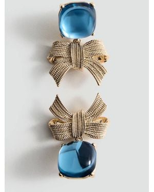Mango Bow Earrings With Combined Materials - White