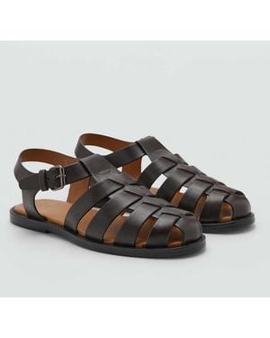 Mango 100% Leather Jelly Sandals - Brown