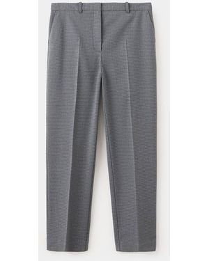 Mango Chalk-Stripe Straight Trousers - Grey