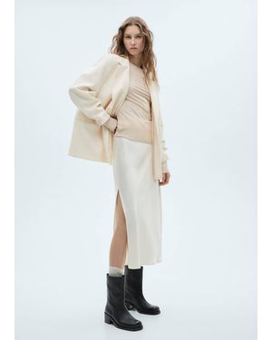 Mango Squared Toe Leather Ankle Boots - White