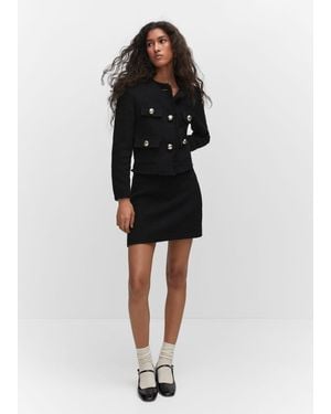 Mango Tweed Jacket With Pockets - Black