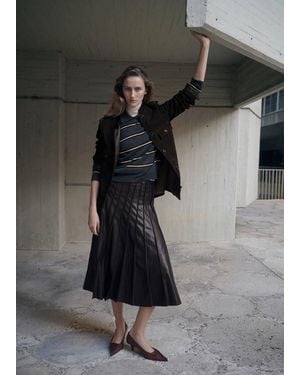 Mango Faux-Leather Godet Skirt - Black