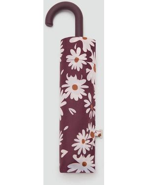 Mango Ombrello Stampa Fiori Bordeaux - Rosso