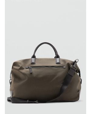 Mango Bowlingtasche Mit Lederdetails - Schwarz