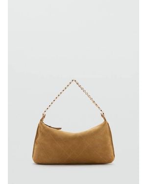 Mango Suede Shoulder Bag - Natural