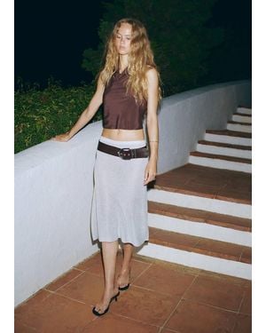 Mango Draped Halter Crop Top - Brown