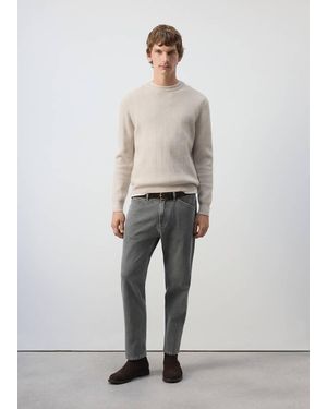 Mango Herringbone Knit Jumper - Grey